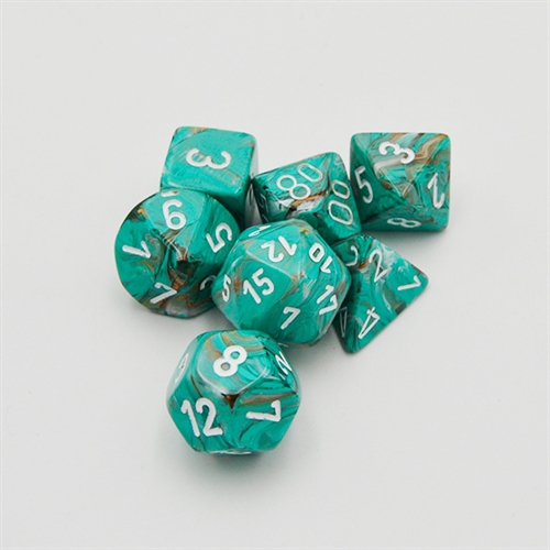 Marble Oxi-Copper with White Dice Set - Rollespilsterninger - Chessex